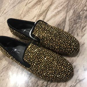 Men’s crystal stud loafers velvet